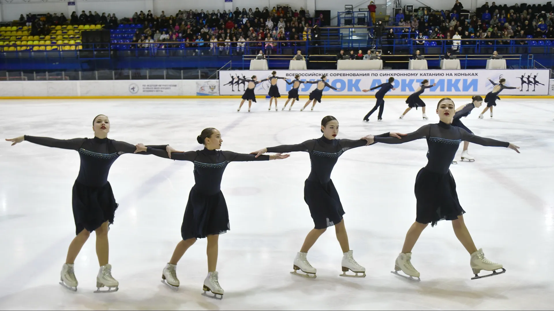 Посмотреть на выступления синхронисток приходят сотни салехардцев. Фото: Андрей Ткачёв / «Ямал-Медиа»