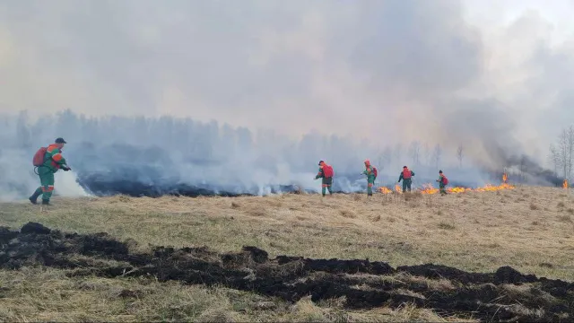 Спасатели без отдыха боролись с огненной стихией. Фото: предоставлено пресс-службой губернатора ЯНАО